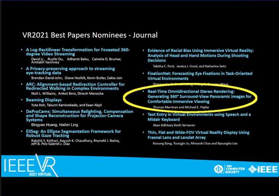 Best paper nomination at IEEE VR2021